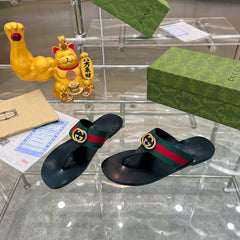 GUCCI Red & Green Kika Thong Sandals (FEMININO)