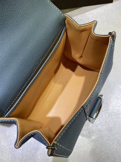 Delvaux Brillant Mini Leather Bag Cinza Blue Ferragens Prata