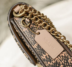 Coach Hutton Signature Snake Chain Bag Ferragens Douradas