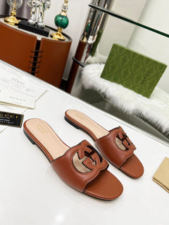 Gucci Sandália Interlocking G Caramelo