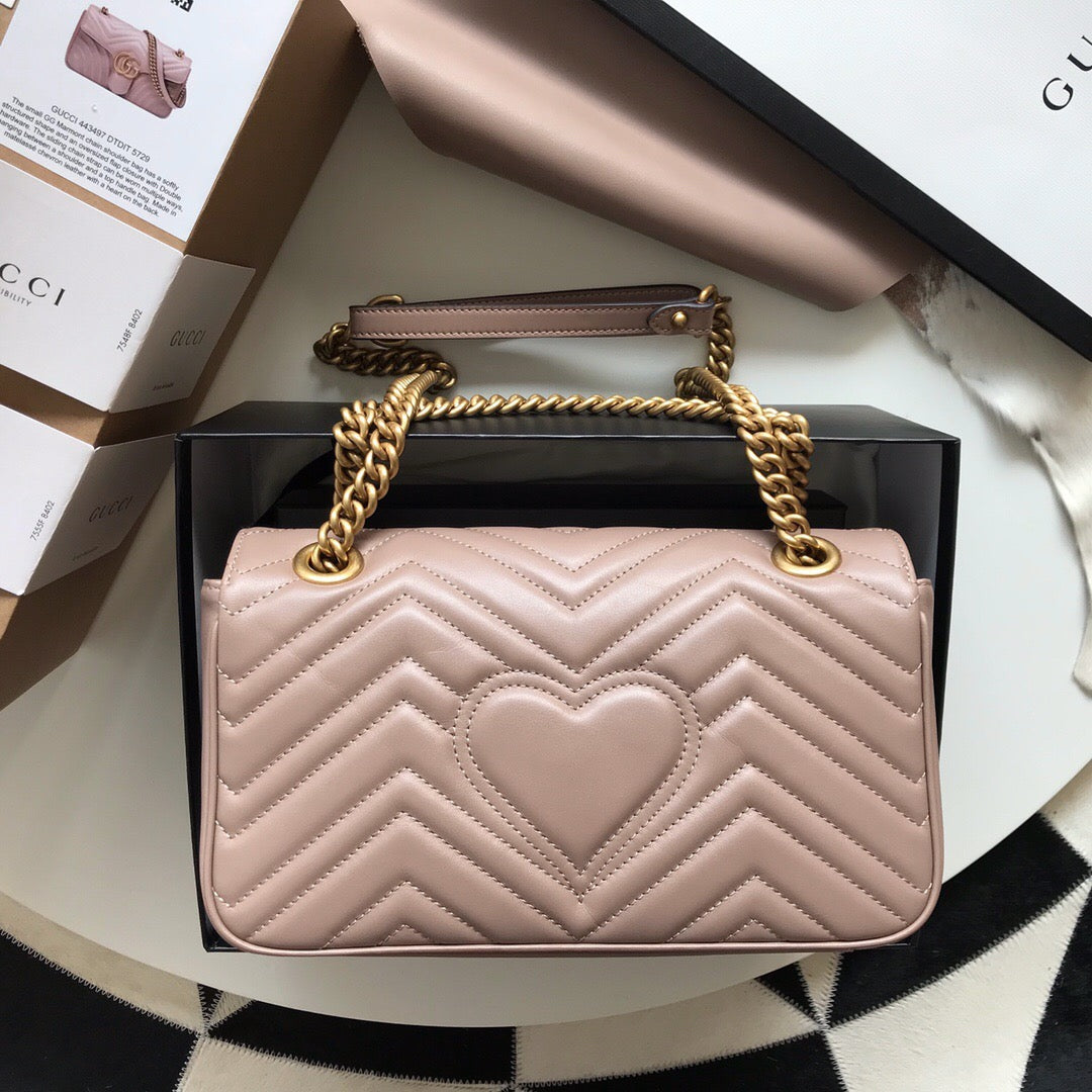 Gucci GG Marmont Small Matelasse Bag Nude.