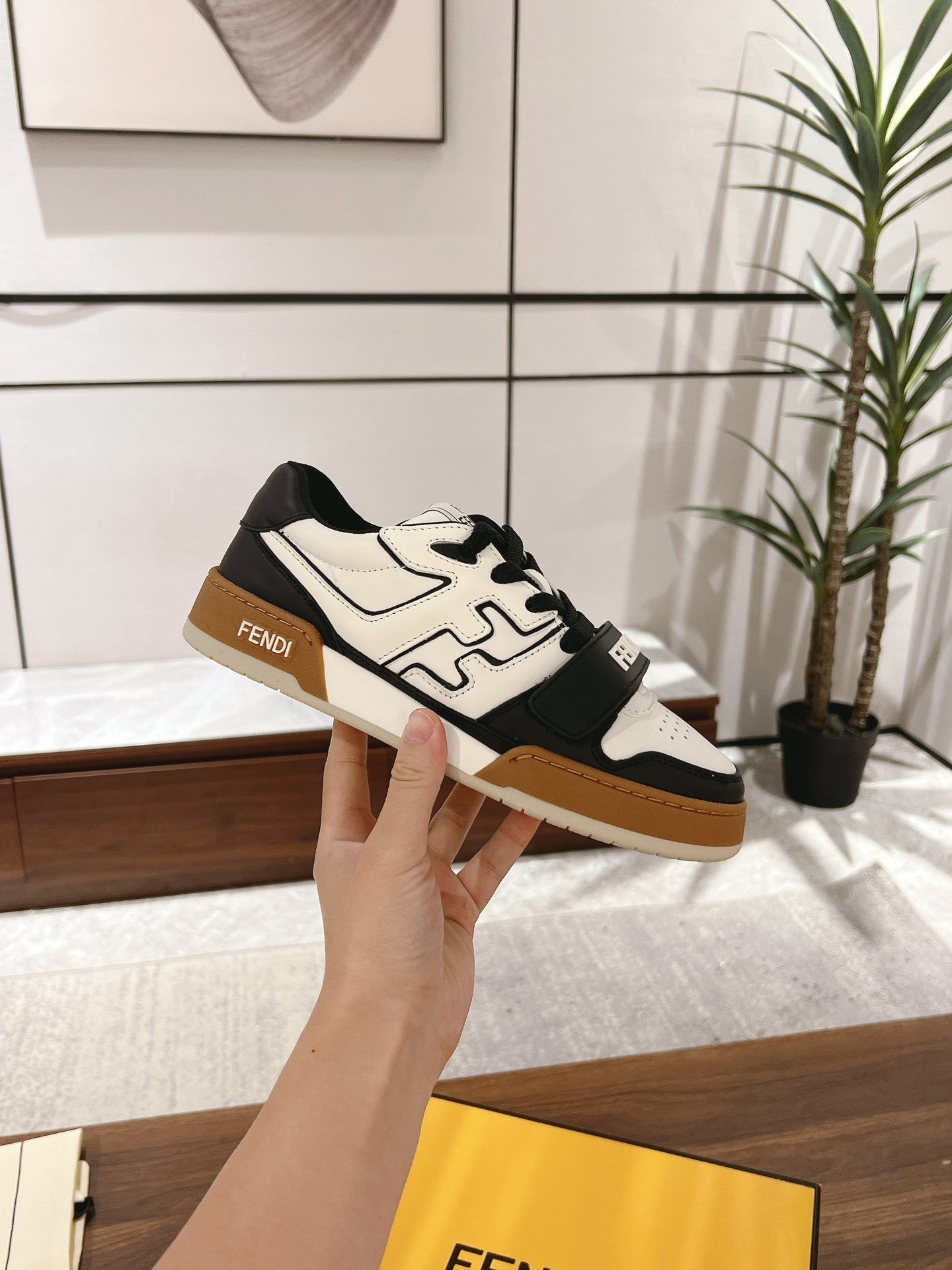 Fendi Match Black leather low-tops.