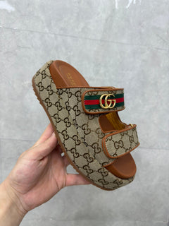 Sandália GG Plataforma Slider com Double Bege (Pronta entrega)
