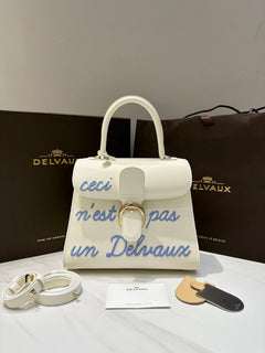 Delvaux Brillant L'Humour Lettering Off-White / Blue