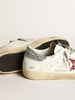 GOLDEN GOOSE GGDB White in leather with glittery red star ( Pronta entrega )