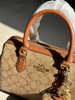 Coach Rowan Satchel Beje / Brown Signature Canvas