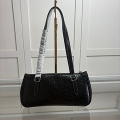 Coach Asher Shoulder Bag Shiny Crinkle Leather Black