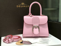 Delvaux Brillant Mini Leather Bag Pink Ferragens Prata
