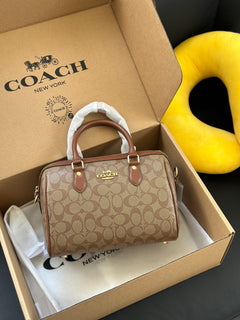 Coach Rowan Satchel Beje / Brown Signature Canvas
