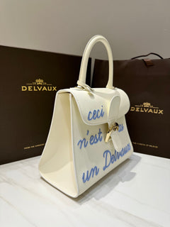 Delvaux Brillant L'Humour Lettering Off-White / Blue