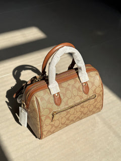Coach Rowan Satchel Beje / Brown Signature Canvas