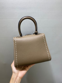Delvaux Brillant Mini Leather Bag Taupe Ferragens Prata