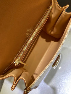 Delvaux Brillant Mini Leather Bag Off White / Caramelo