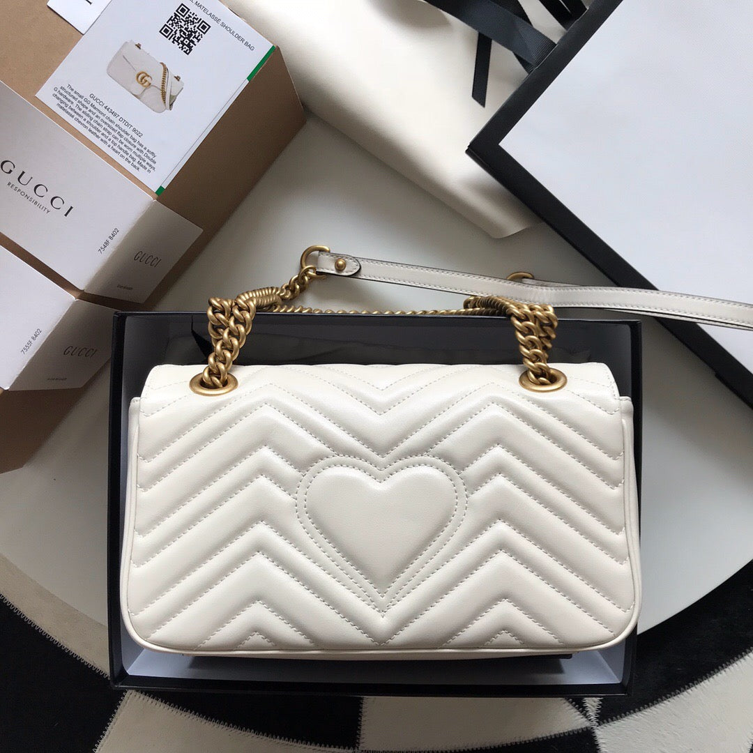 Gucci GG Marmont Small Matelasse Bag White.