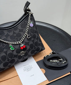 Coach Laurel Midnight Charm Shoulder Bag Black