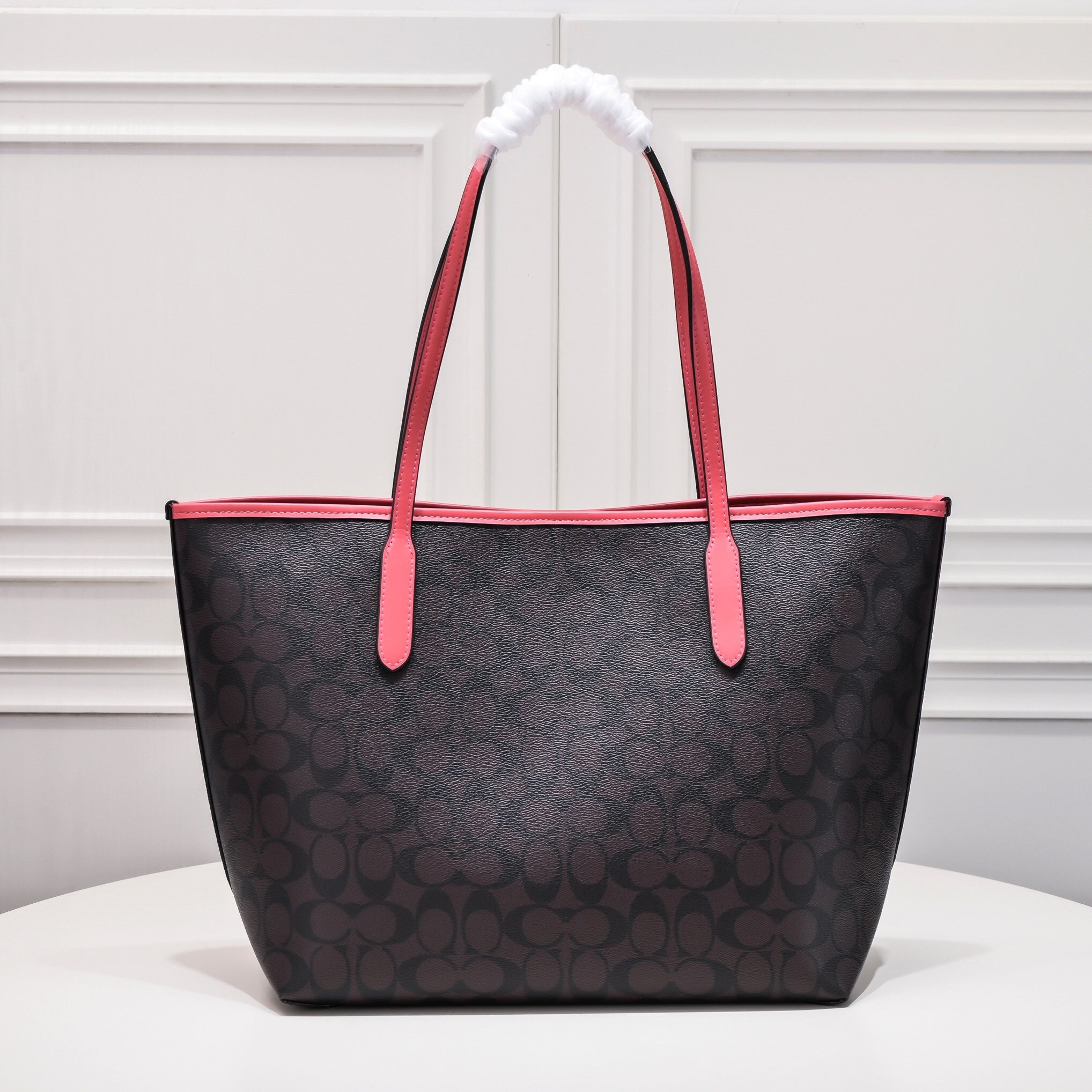 Coach City Tote Varsity Signature Canvas Brown / Pink
