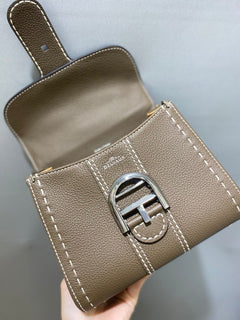 Delvaux Brillant Mini Leather Bag Taupe Ferragens Prata