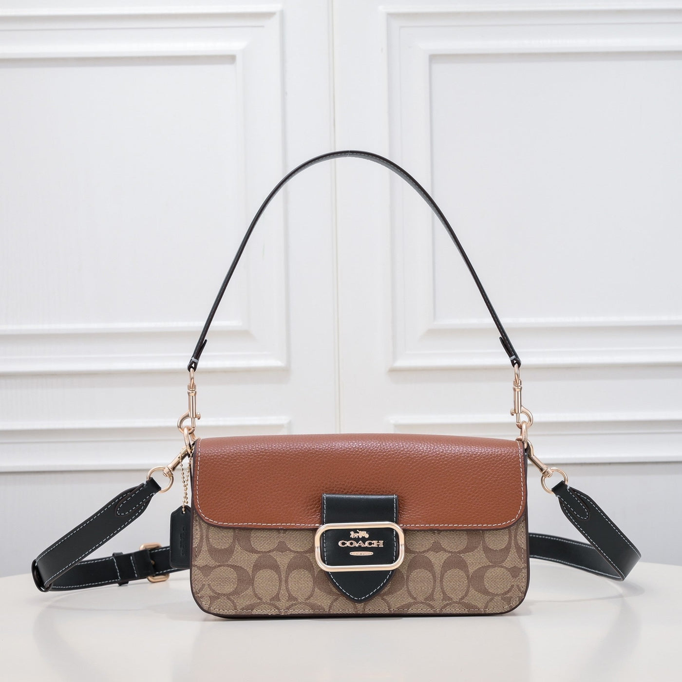 Coach Morgan Signature Shoulder Bag Marrom Caramelo