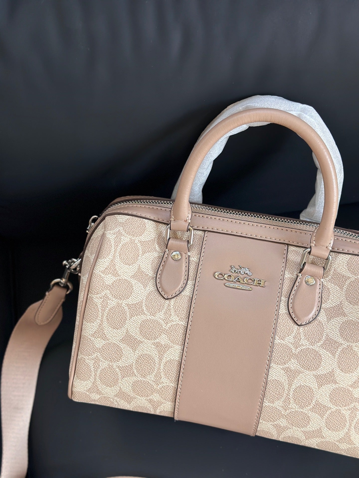Coach Rowan Satchel Khaki Chalk