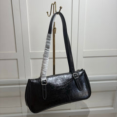 Coach Asher Shoulder Bag Shiny Crinkle Leather Black