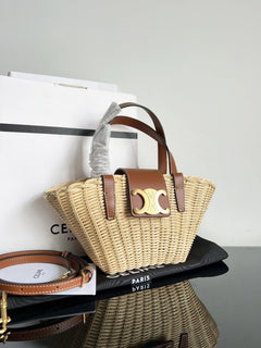CLASSIC PANIER ⁣⁢‍﻿‌‍‌﻿﻿﻿‌﻿﻿﻿‌‌‍﻿‍﻿‌﻿‍‍‌‍‌‍‍﻿﻿﻿‍‌‍‍‌﻿﻿‌‍‌‍‍﻿‌﻿‌﻿﻿BOLSA CELINE CESTA TEEN em PALHA E COURO