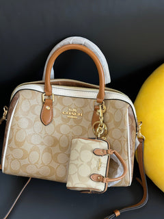 Coach Rowan Satchel Beje / Off-White Signature Canvas