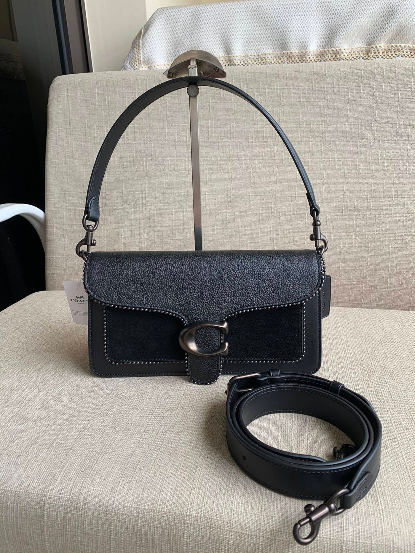 Coach Tabby Shoulder Bag 26 with Beadchain Black