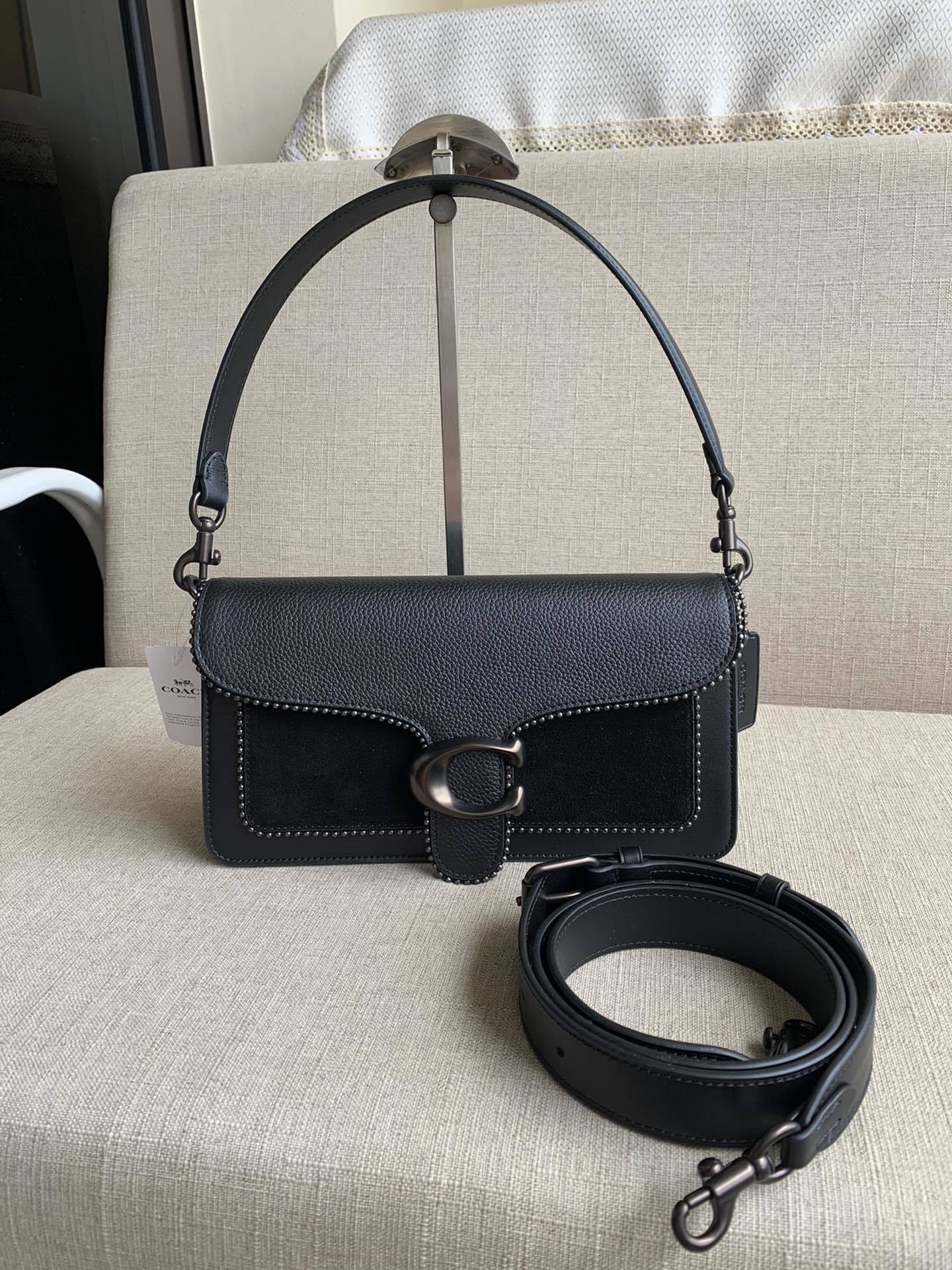 Coach Tabby Shoulder Bag 26 with Beadchain Black