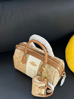 Coach Rowan Satchel Khaki Saddle Chalk