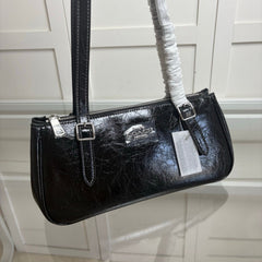 Coach Asher Shoulder Bag Shiny Crinkle Leather Black