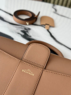 Delvaux Brillant Mini Leather Bag Beje Ferragens Prata