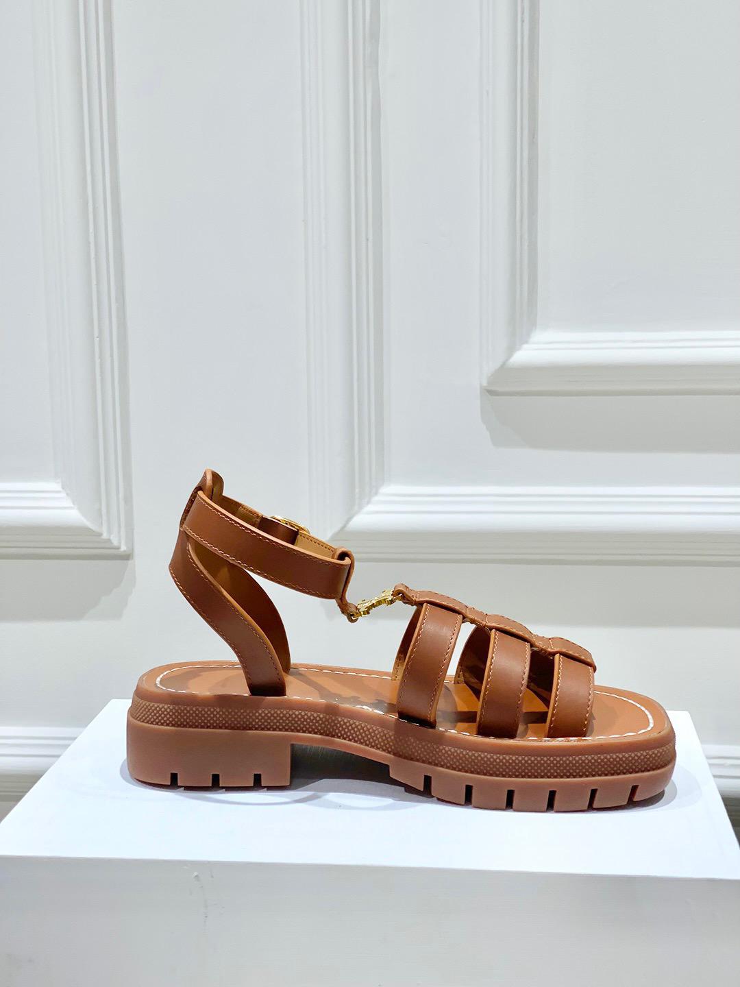CELINE CLEA TRIOMPHE GLADIATOR ANDALIA IN CALF LEATHER - VEGETABLE TANNING (Pronta Entrega)