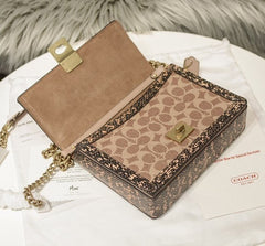 Coach Hutton Signature Snake Chain Bag Ferragens Douradas