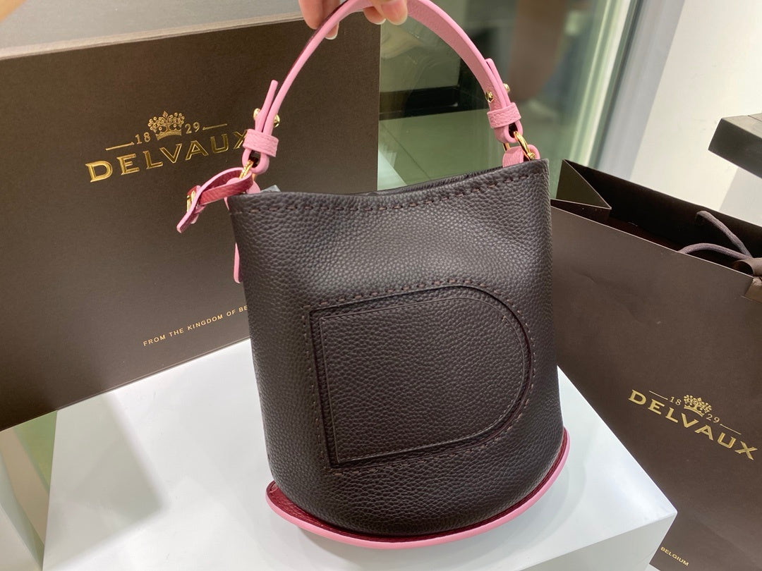 Delvaux Pin Mini Bucket Black / Pink