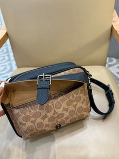 Bolsa Transversal Coach Warner em Canvas Signature Khaki Black