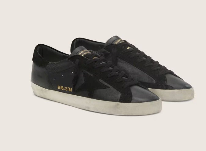 Golden Goose Super-Star em napa Preto estrela Preta .