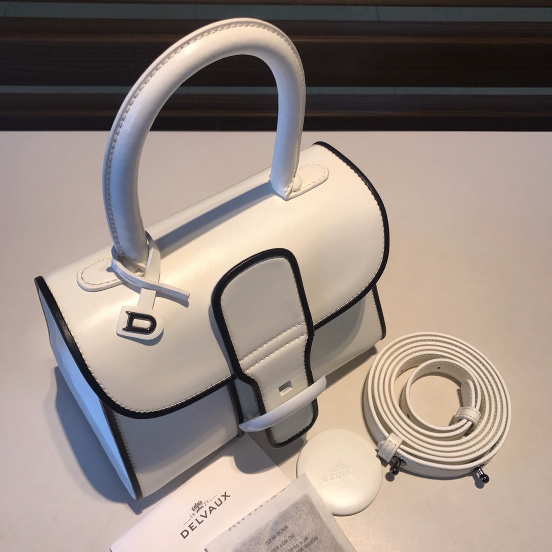 Delvaux Brillant Mini Leather Bag White / Black details