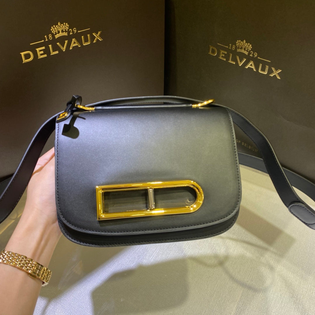 Delvaux Small Lingot Black Ferragens Douradas