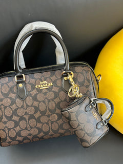 Coach Rowan Satchel Brown / Black Signature Canvas