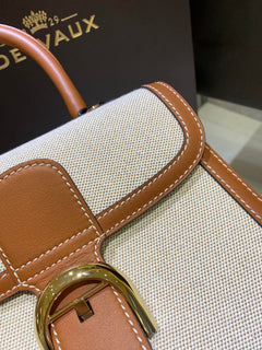 Delvaux Brillant Mini Leather Bag Off White / Caramelo