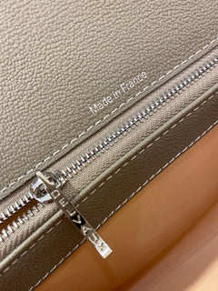 Delvaux Brillant Mini Leather Bag Cinza Taupe Ferragens Prata