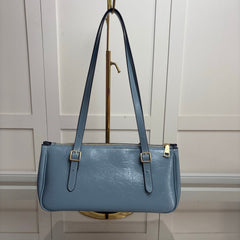 Coach Asher Shoulder Bag Shiny Crinkle Leather Blue
