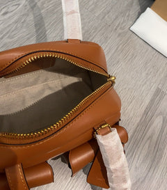 Coach Twin Turnlock Satchel Bag 20 Caramelo Ferragens Douradas