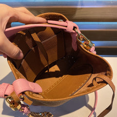Delvaux Pin Mini Bucket Camel / Baby Pink