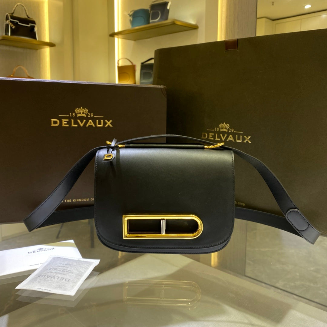 Delvaux Small Lingot Black Ferragens Douradas