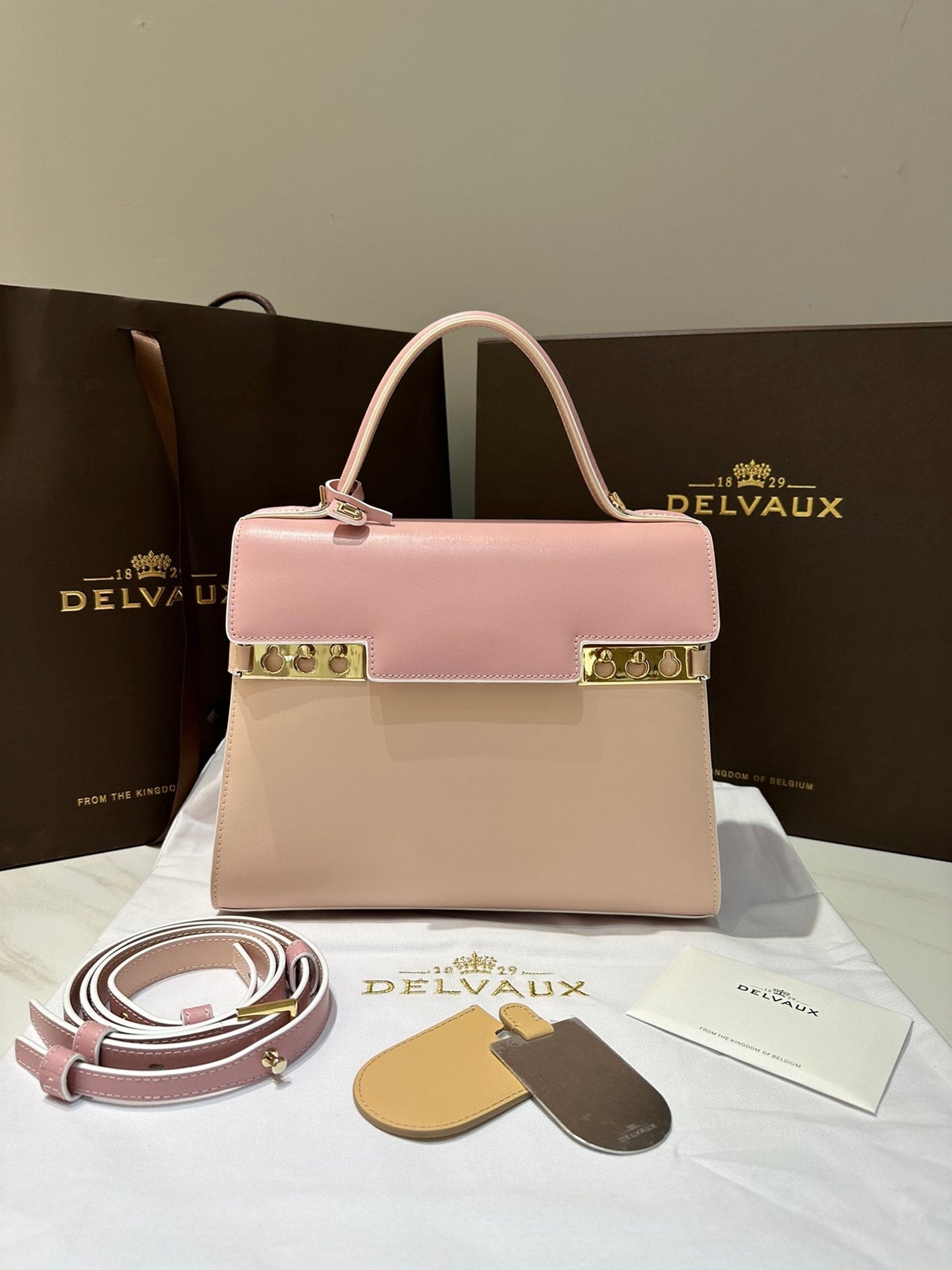 Delvaux Tempête MM Light pink Ferragens Douradas