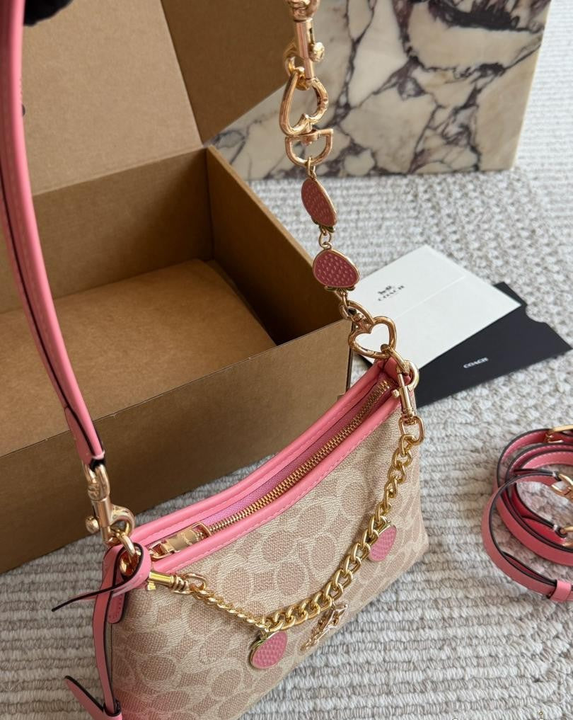 Coach Laurel Midnight Charm Shoulder Bag Beje/Pink