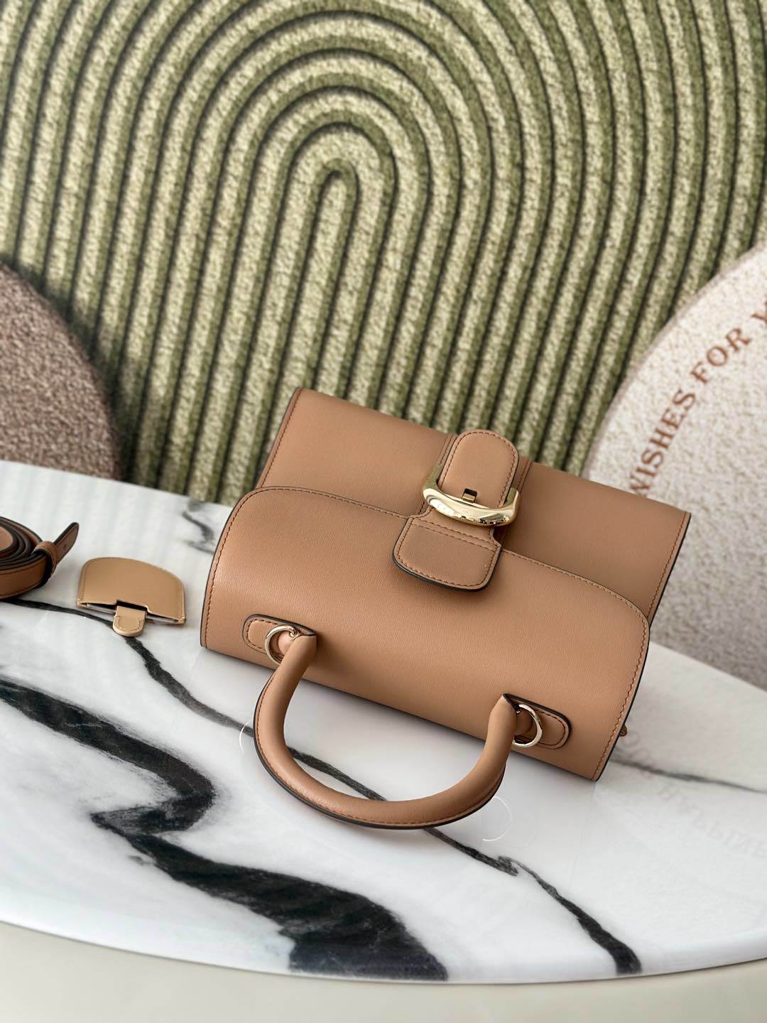 Delvaux Brillant Mini Leather Bag Beje Ferragens Prata