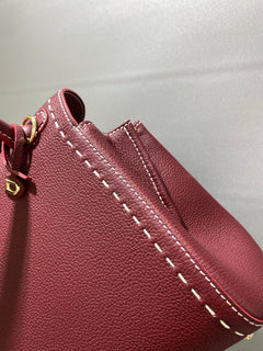 Delvaux Brillant Mini Leather Bag Bordô Ferragens Douradas