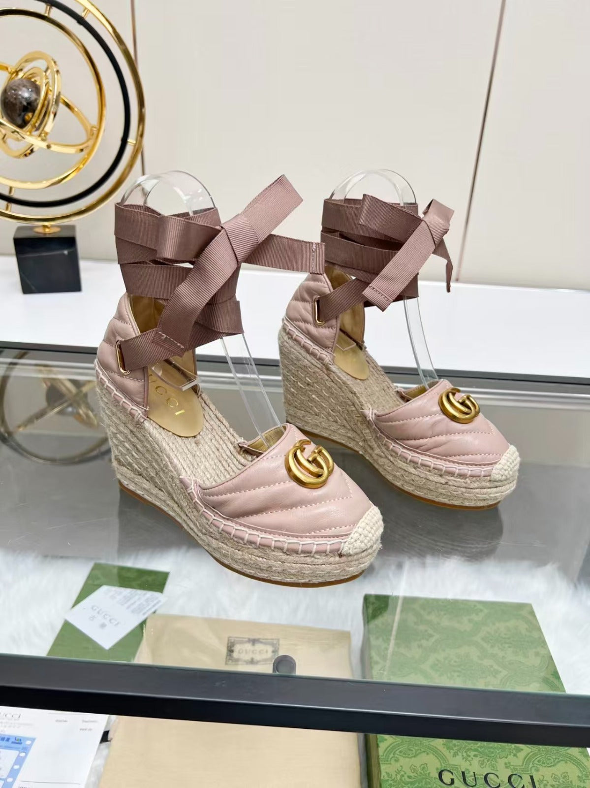 Gucci Marmont Espadrille Anabela Rosa
